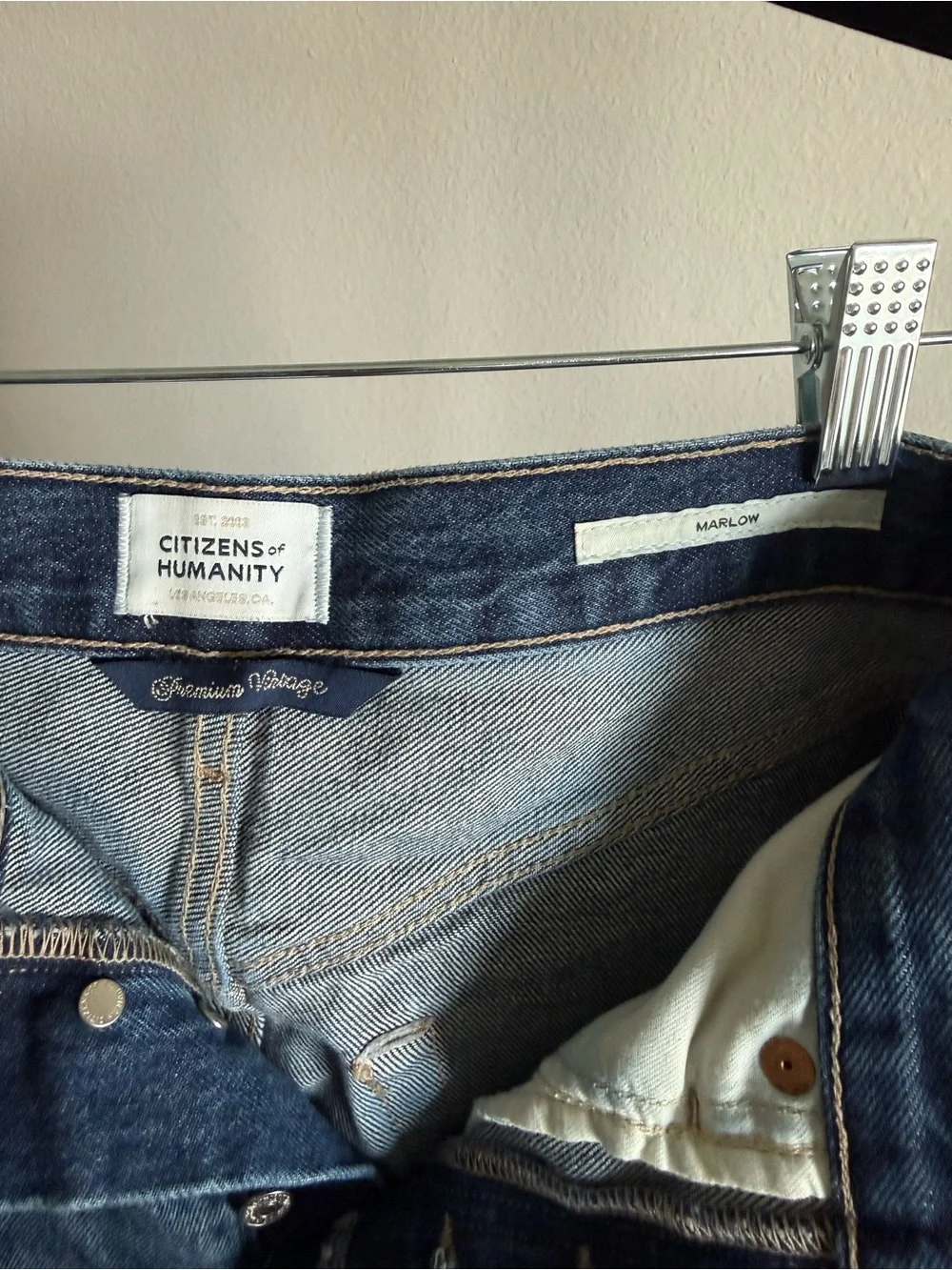Citizens of Humanity Marlow Relaxed High Rise Denim Shorts Sz 23 Button Fly Long